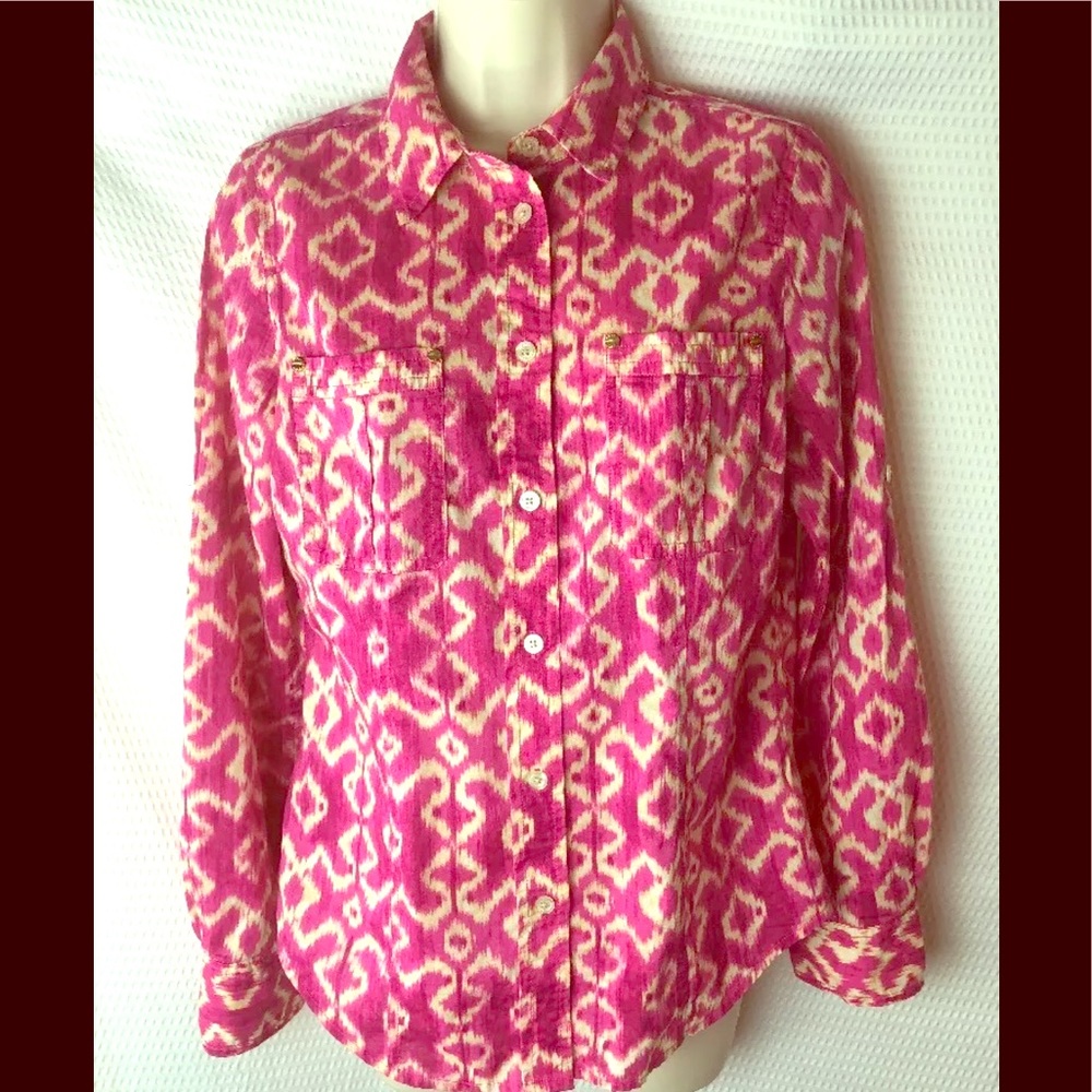 Michael Kors Tribal Print Top Blouse Sz Small